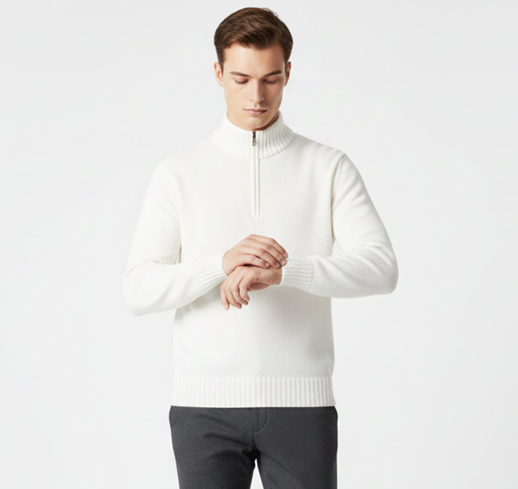 Pull à Demi-Zip pour Homme – Tricot Douillet d’Hiver