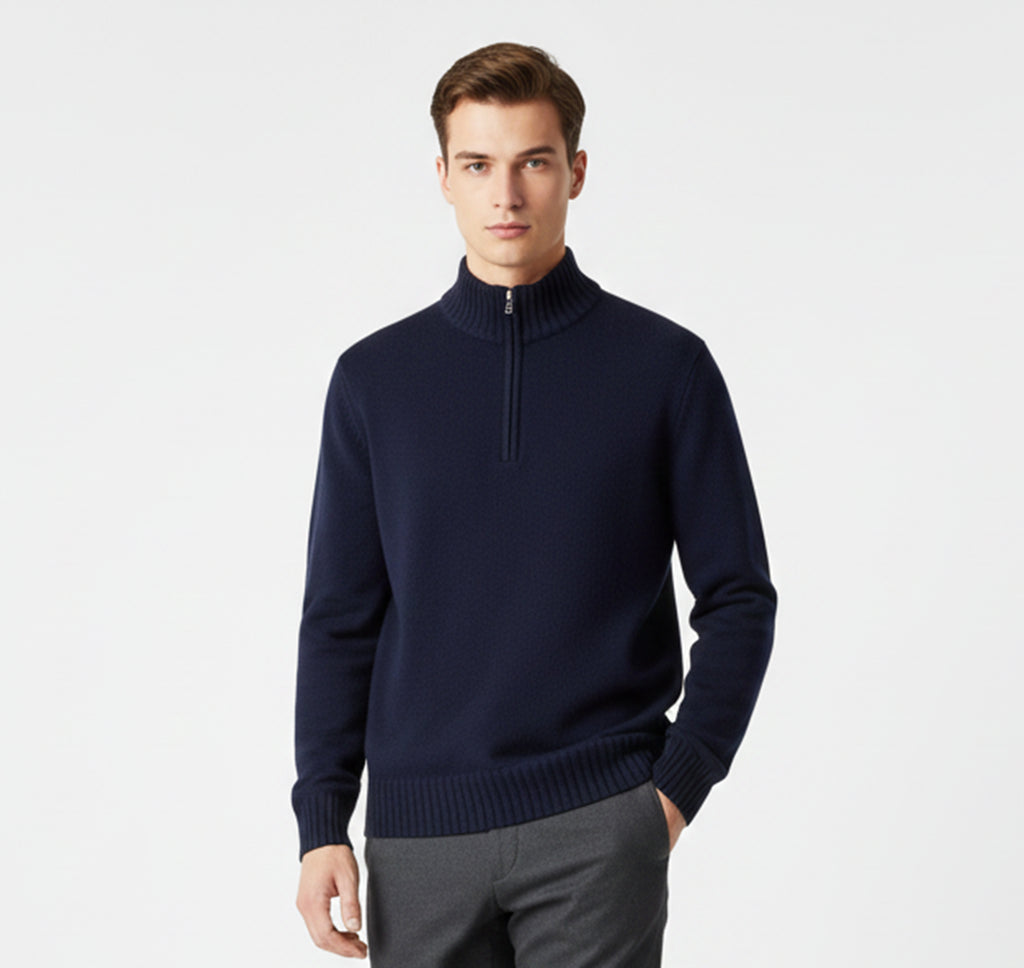 Pull à Demi-Zip pour Homme – Tricot Douillet d’Hiver