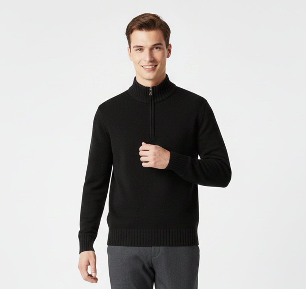 Pull à Demi-Zip pour Homme – Tricot Douillet d’Hiver