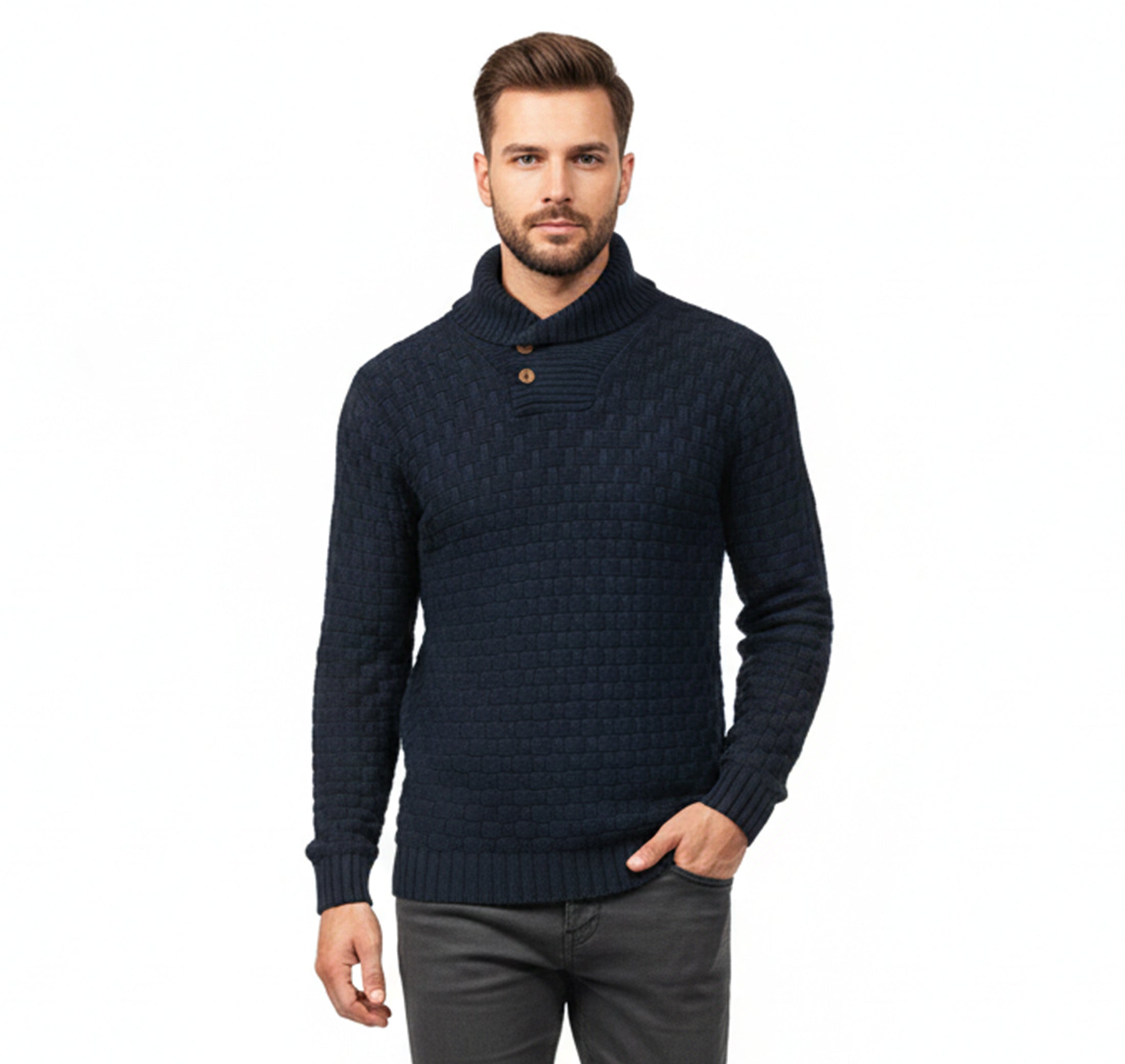 Pull en Maille à Col Fin pour Homme – Coupe Urbaine Hivernale