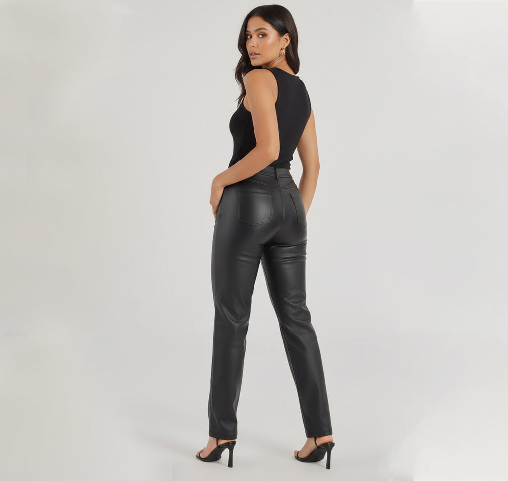 Pantalon en Simili-Cuir pour Femme – Style Vintage