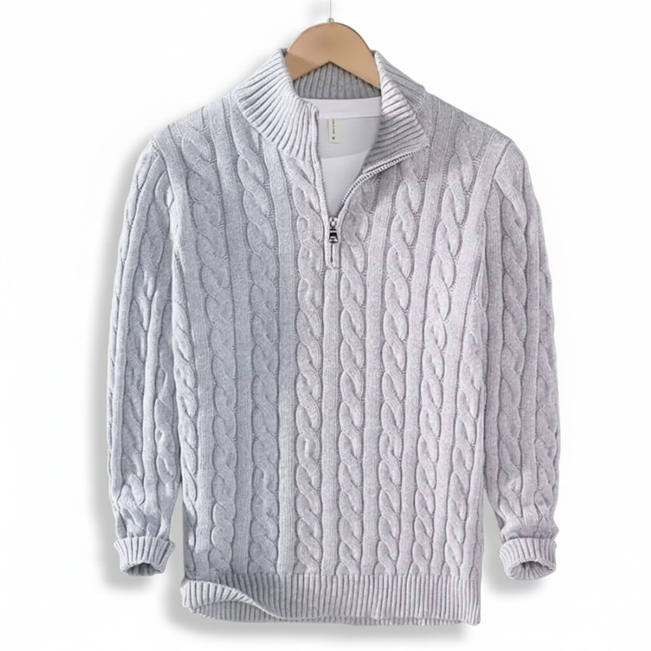 Valcour Lyon | Pull homme épais en maille à col zippé quart – Chaleur au quotidien