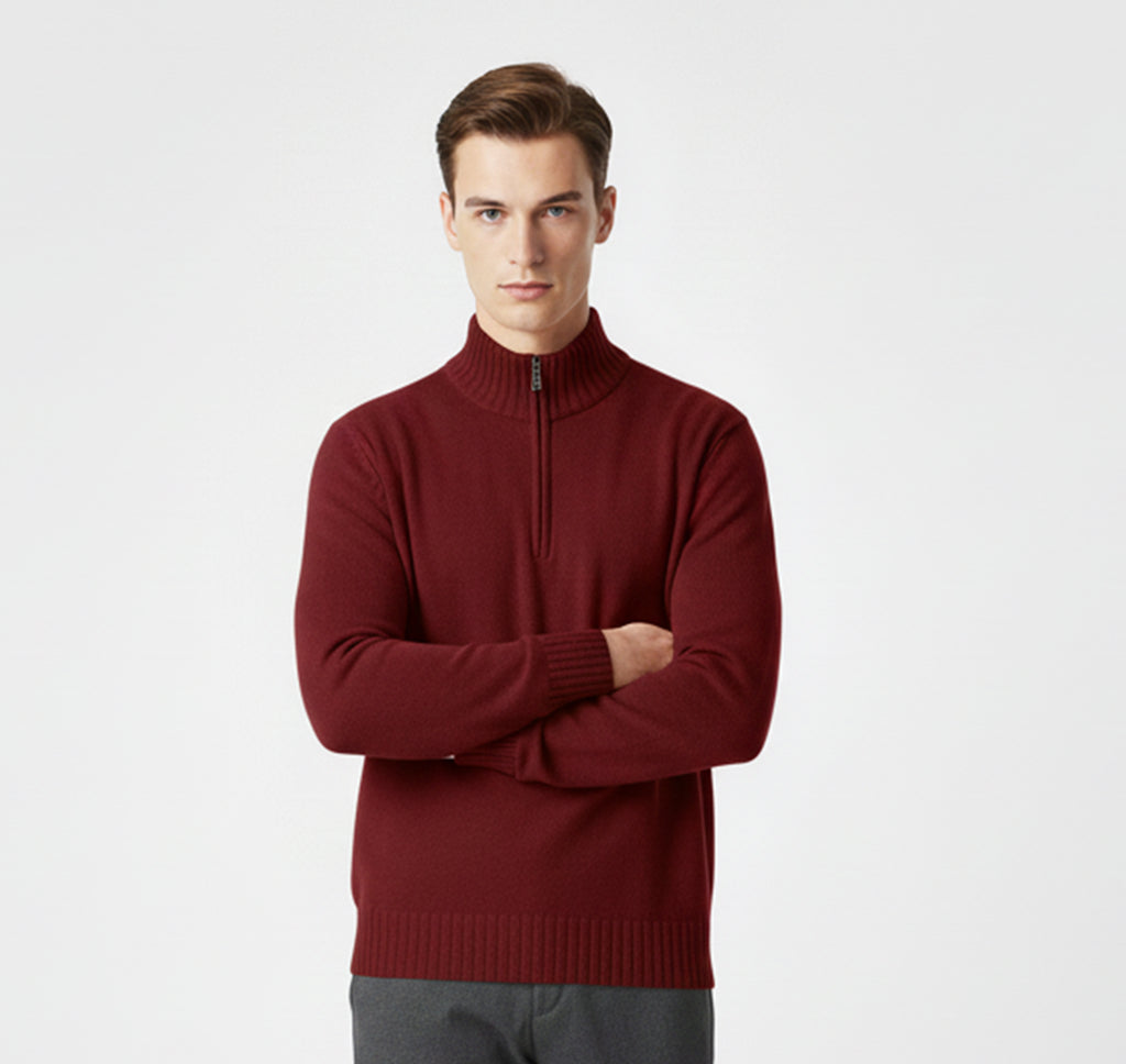 Pull à Demi-Zip pour Homme – Tricot Douillet d’Hiver