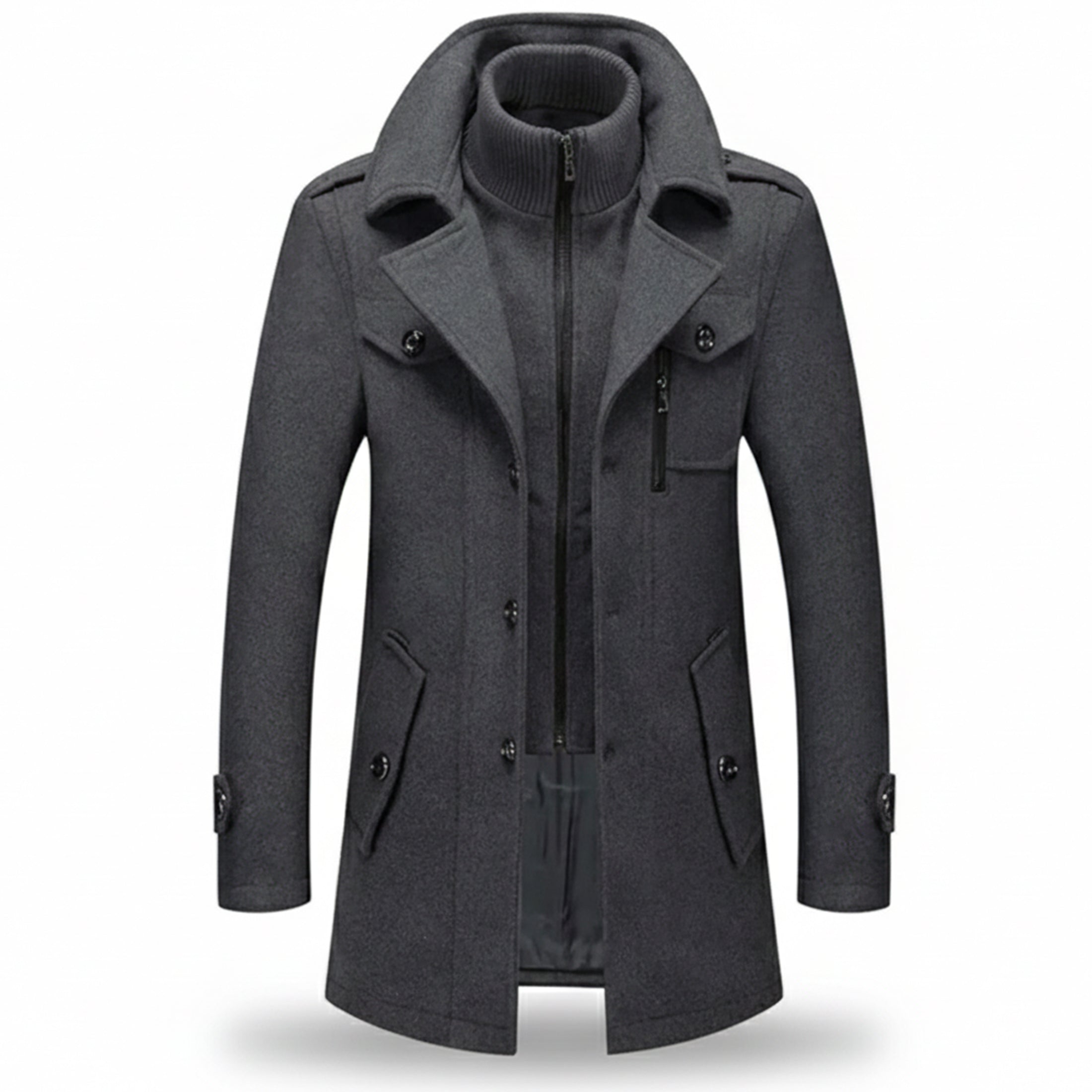 Valcour Lyon | Manteau Long Homme en Mélange de Laine – Coupe Décontractée Intemporelle