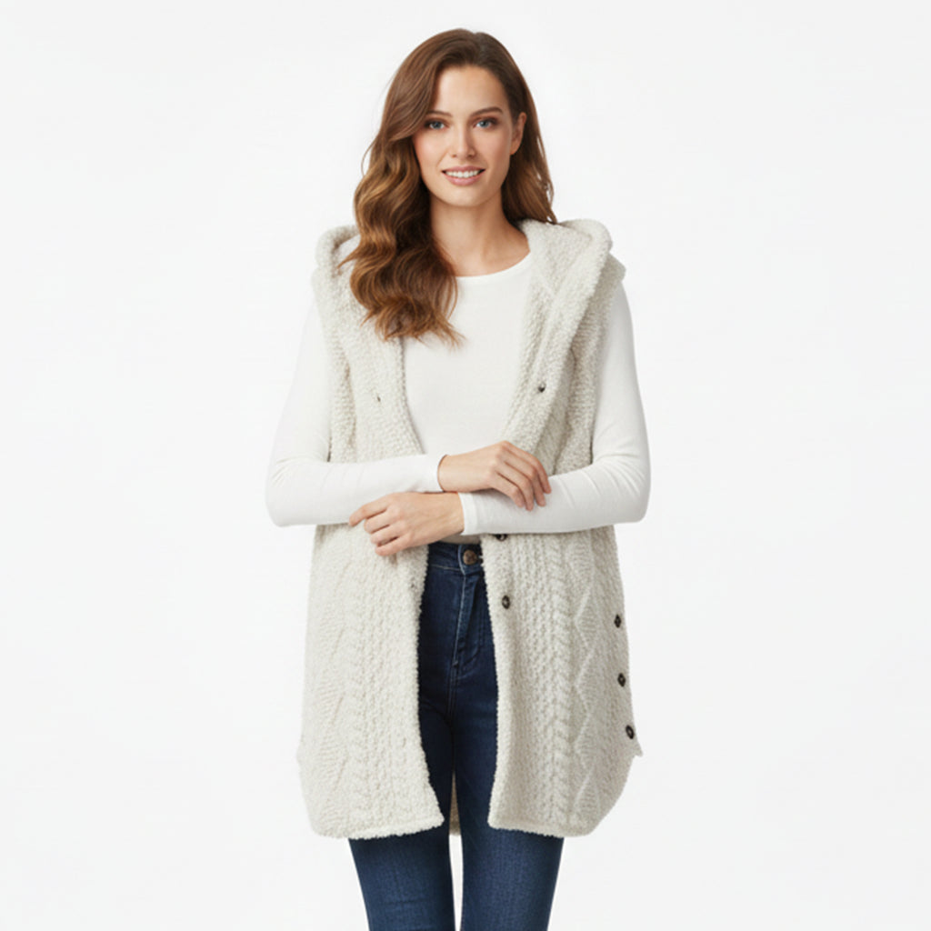 Valcour Lyon | Cardigan femme à capuche en maille douce – Style hivernal décontracté