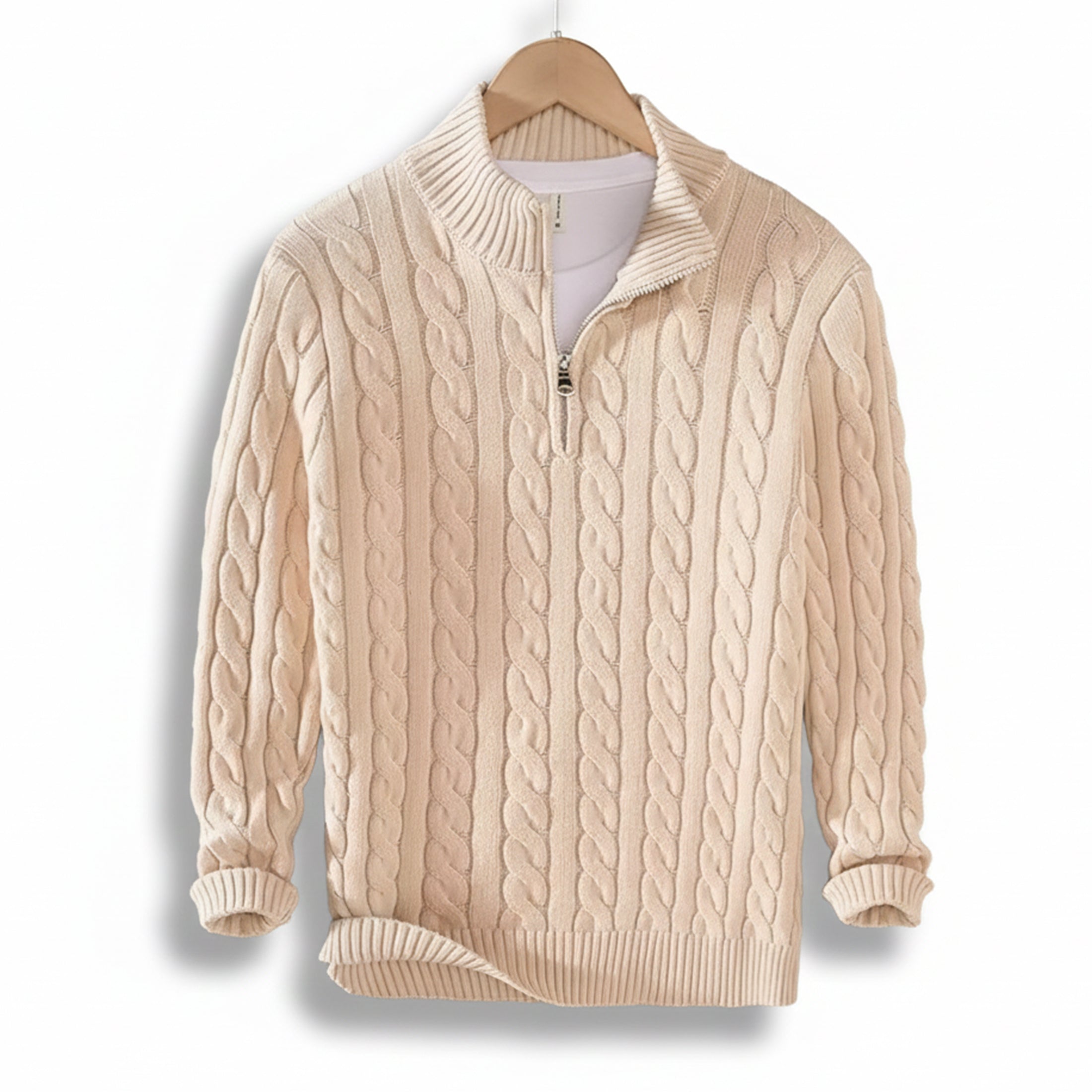 Valcour Lyon | Pull homme épais en maille à col zippé quart – Chaleur au quotidien