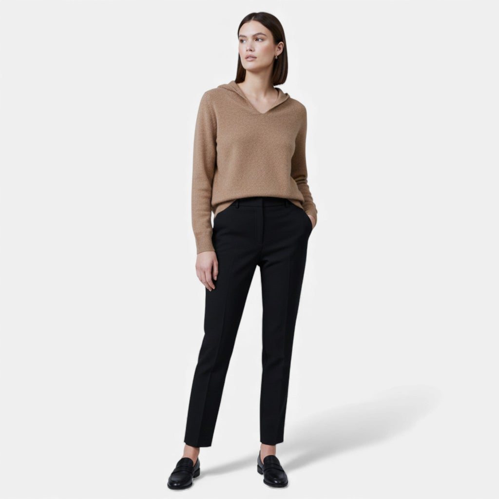 Sloane Signature - Le Pull Oversize à Col en V Sculpté Femme