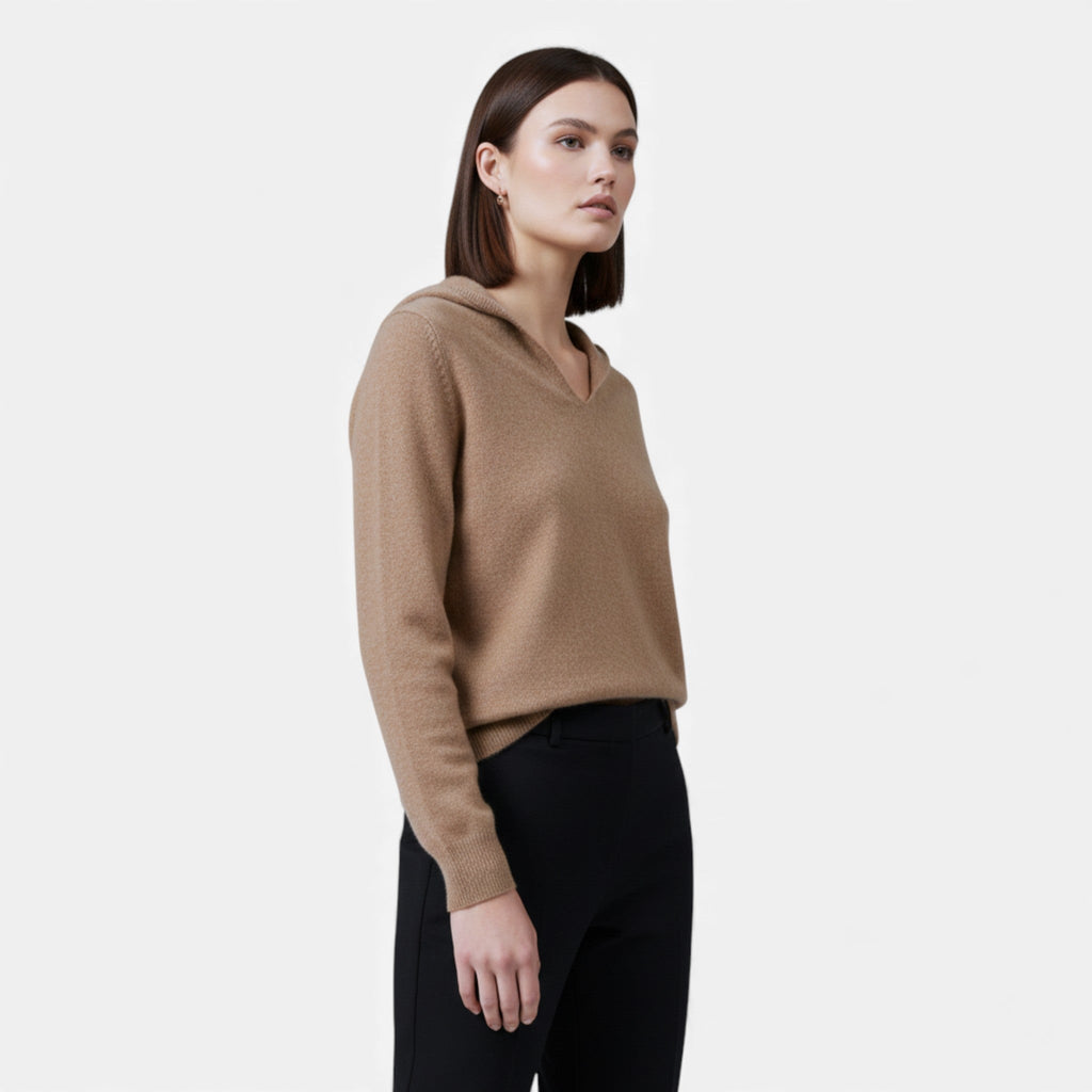 Sloane Signature - Le Pull Oversize à Col en V Sculpté Femme